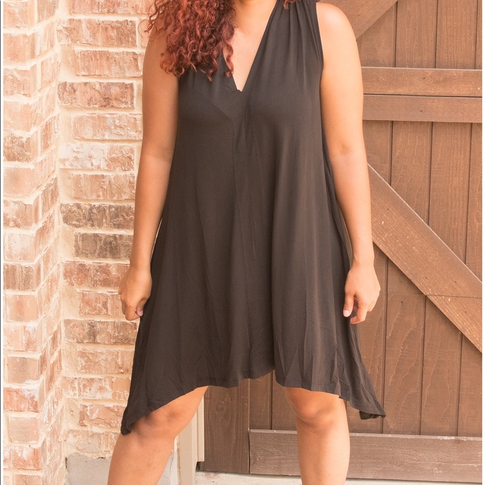 Double v neck drop shoulder dress